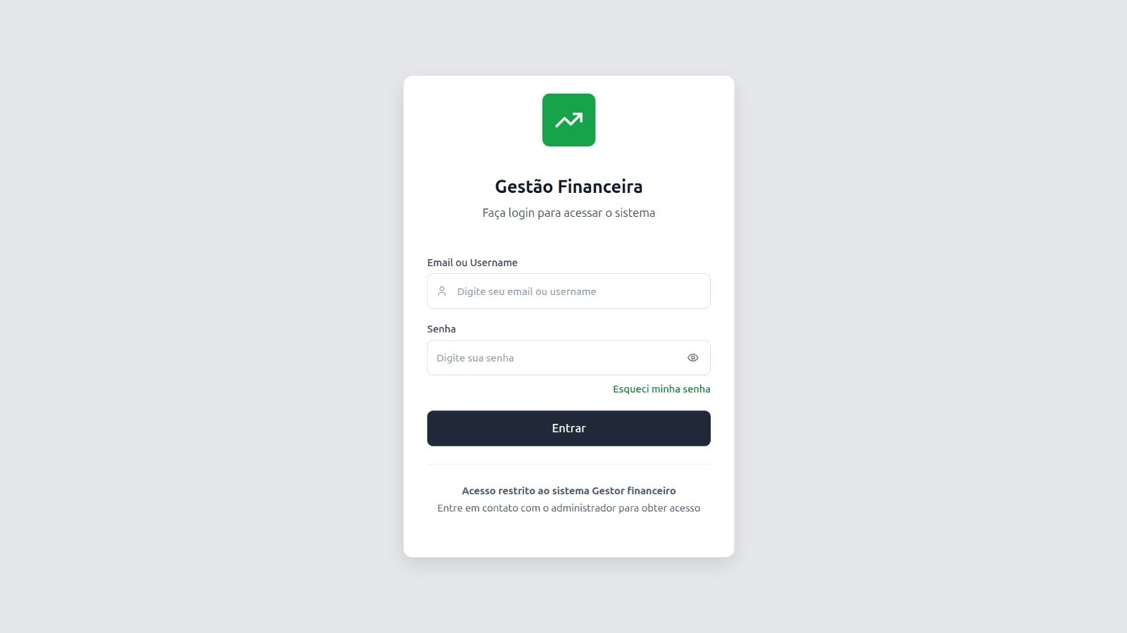 Captura de tela do Gestor Financeiro